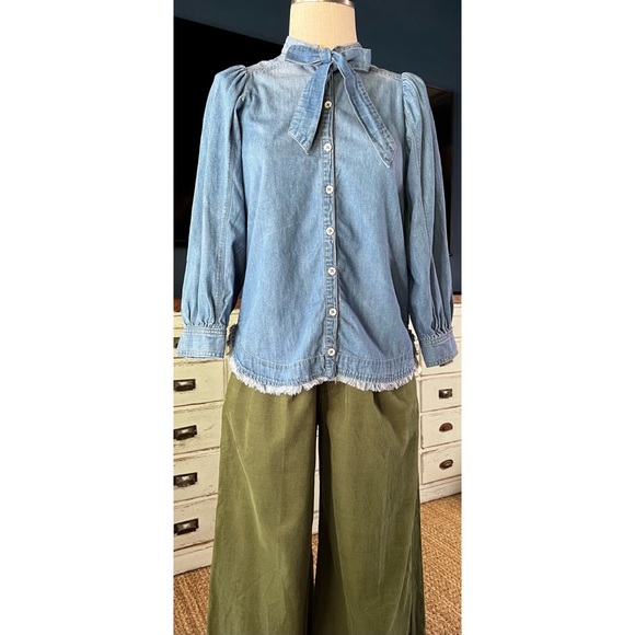 Anthropologie Pilcro Tie Neck Blouse XXS - Picture 15 of 16